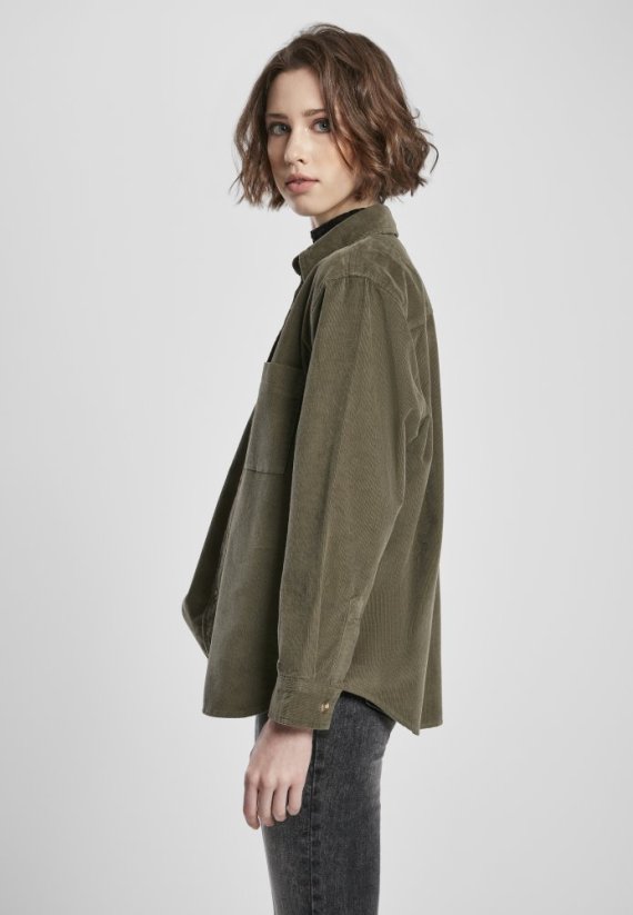 Dámska košeľa Urban Classics Corduroy Oversized Shirt - olive