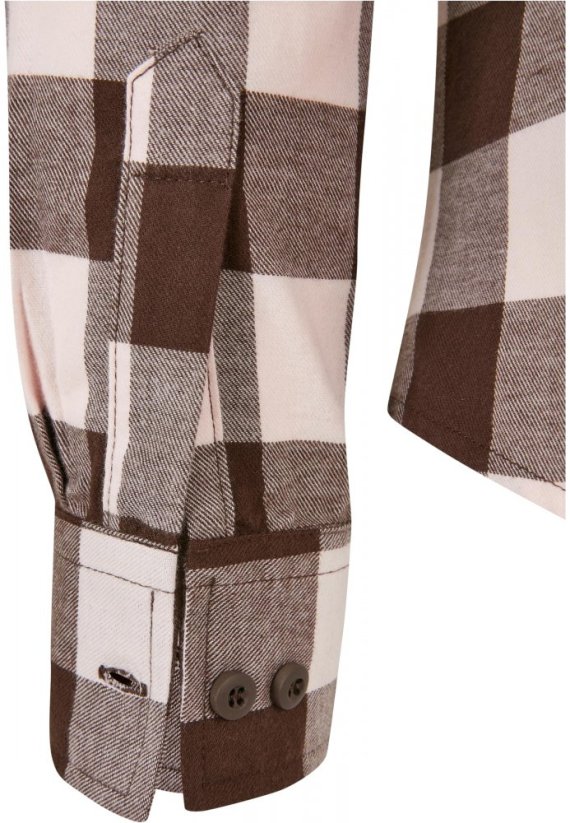 Ladies Turnup Checked Flanell Shirt - pink/brown