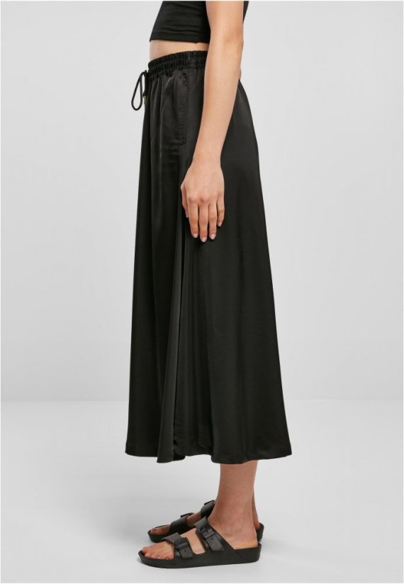 Sukně Urban Classics Ladies Satin Midi Skirt - black - Velikost: M