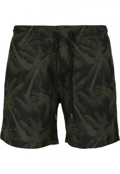 Pánske kúpacie šortky Urban Classics Pattern Swim Shorts - palm/olive