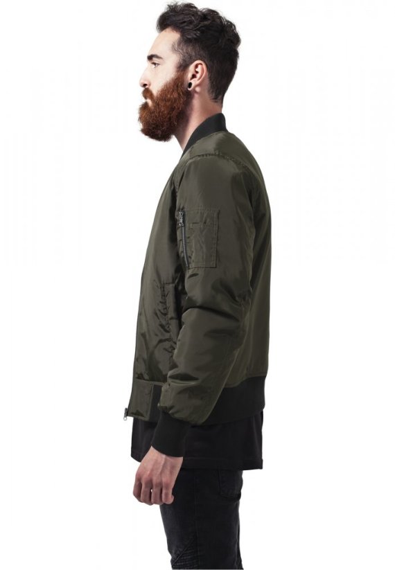 Pánska bomber bunda Urban Classics 2-Tone - tmavo olivová