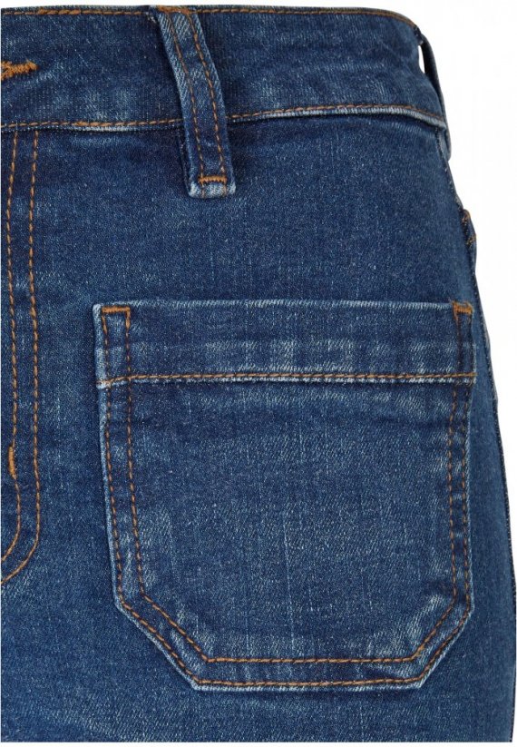 Ladies Vintage Flared Denim Pants - deepblue washed