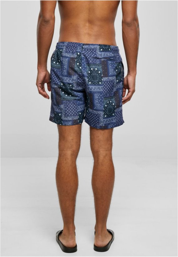 Pánske kúpacie šortky Urban Classics Pattern Swim Shorts - navy bandana aop