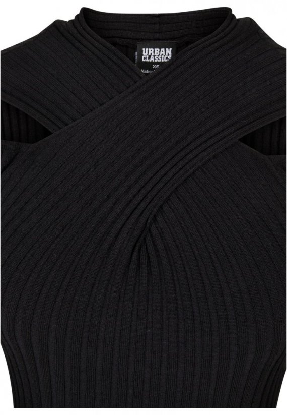Ladies Crossed Rib Knit Dress - black