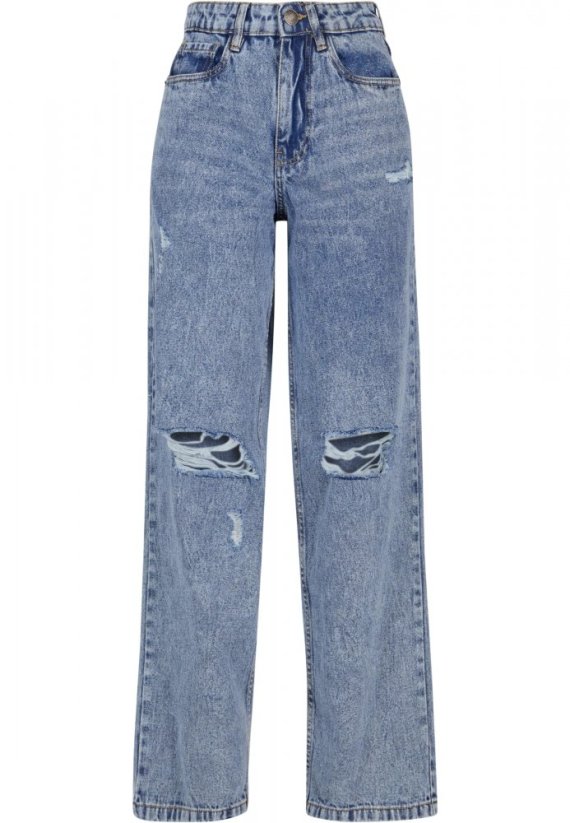 【Anyone more】Wirin light blue vintage washing wide pants Vintage Washing Wide Leg Denim Pants CN14 - Korean Women's