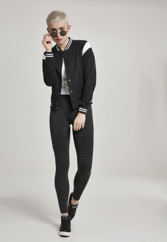 Ladies Inset College Sweat Jacket - blk/wht