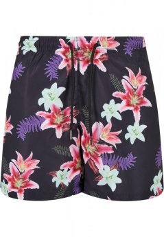Pánske kúpacie šortky Urban Classics Pattern Swim Shorts - dark jungle aop