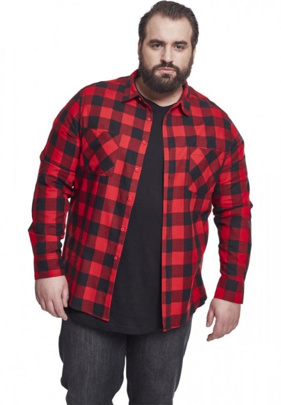 Košeľa Urban Classics Checked Flanell Shirt - blk/red