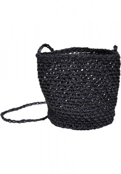 Mini Nature Bast Crossbody Bag - black