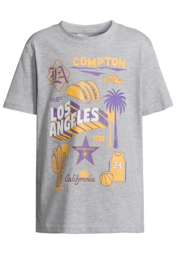 T-Shirt 2 Pack - kurzarm - Los Angeles Compton white+heathergrey 146/152