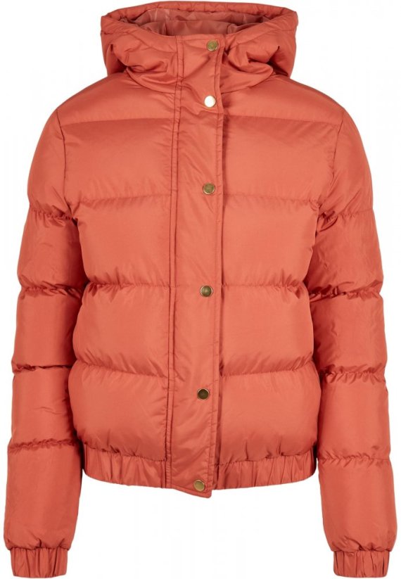 Tehlovo červená dámska zimná bunda Urban Classics Ladies Hooded Puffer Jacket