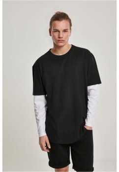 Oversized Shaped Double Layer LS Tee - black/white