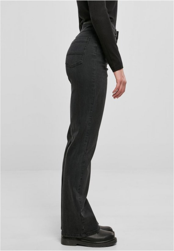 Tmavé dámské džíny Urban Classics Highwaist Straight Slit