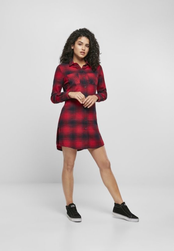 Dámská košile Urban Classics Check Shirt Dress - tmavě modrá/červená