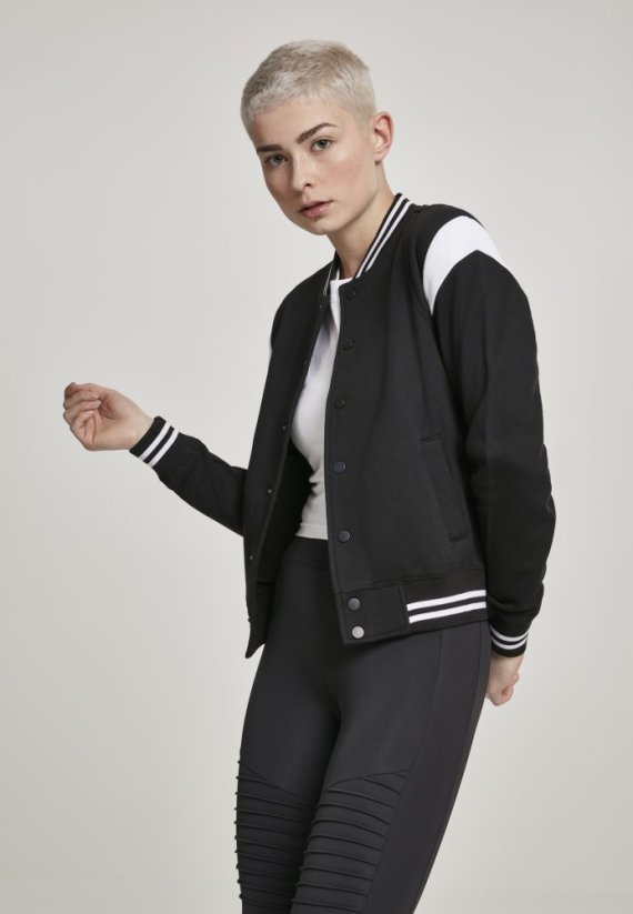 Ladies Inset College Sweat Jacket - blk/wht