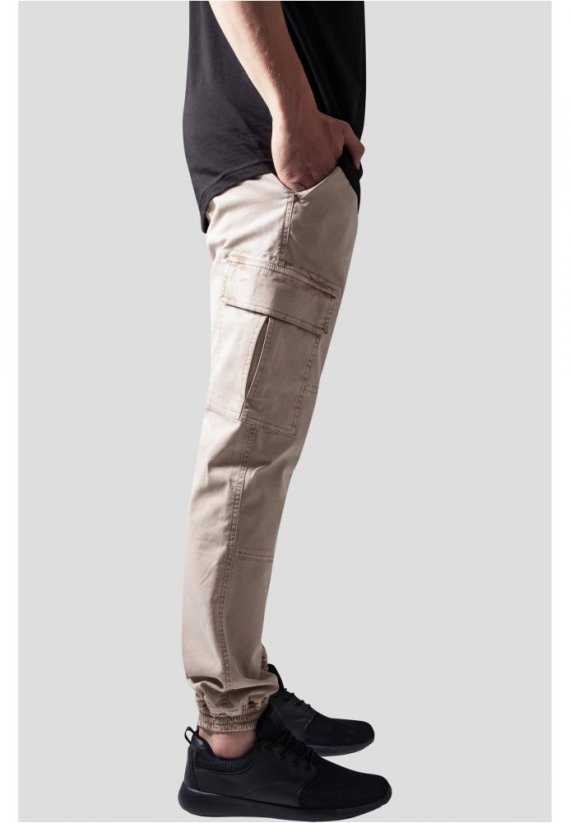 Washed Cargo Twill Jogging Pants - sand