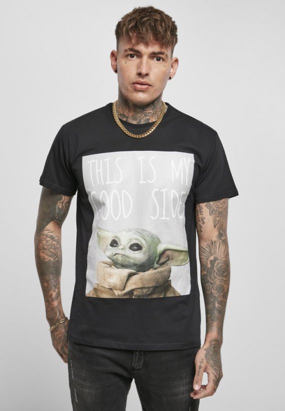 Pánské tričko Merchcode Baby Yoda Good Side Tee - černé