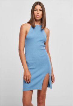 Ladies Rib Knit Neckholder Dress - horizonblue