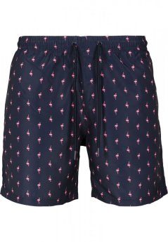 Pánske kúpacie šortky Urban Classics Pattern Swim Shorts - flamingo
