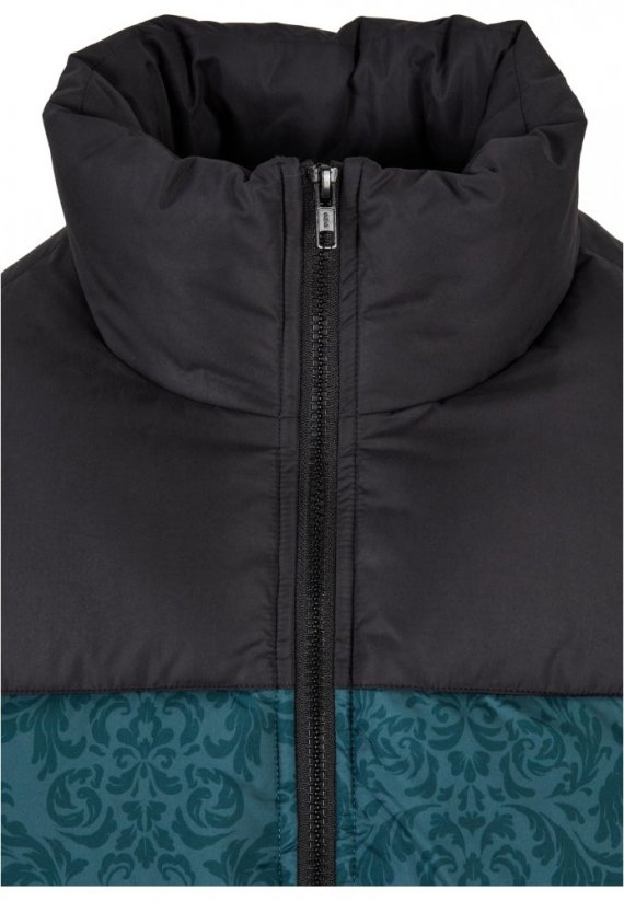Pánská zimní bunda Urban Classics AOP Retro Puffer - černá, zelená