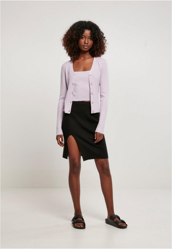 Dámsky sveter Urban Classics Ladies Short Rib Knit Cardigan - lilac