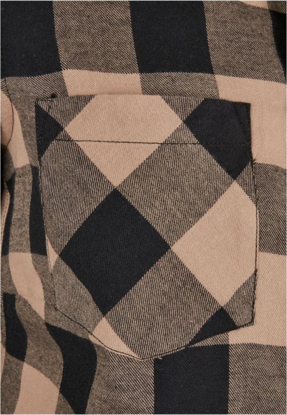 Ladies Turnup Checked Flanell Shirt - black/softtaupe
