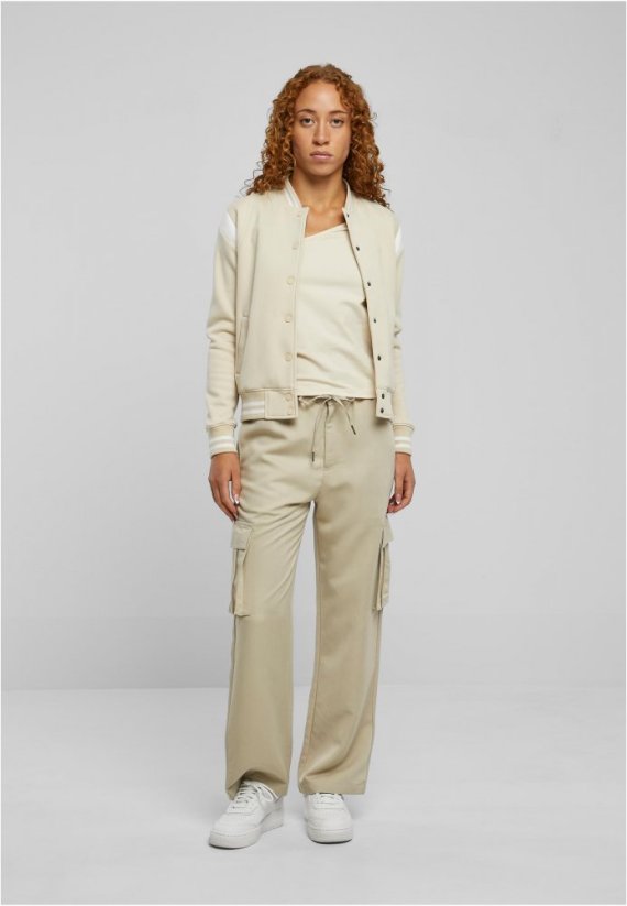 Ladies Inset College Sweat Jacket - softseagrass/white