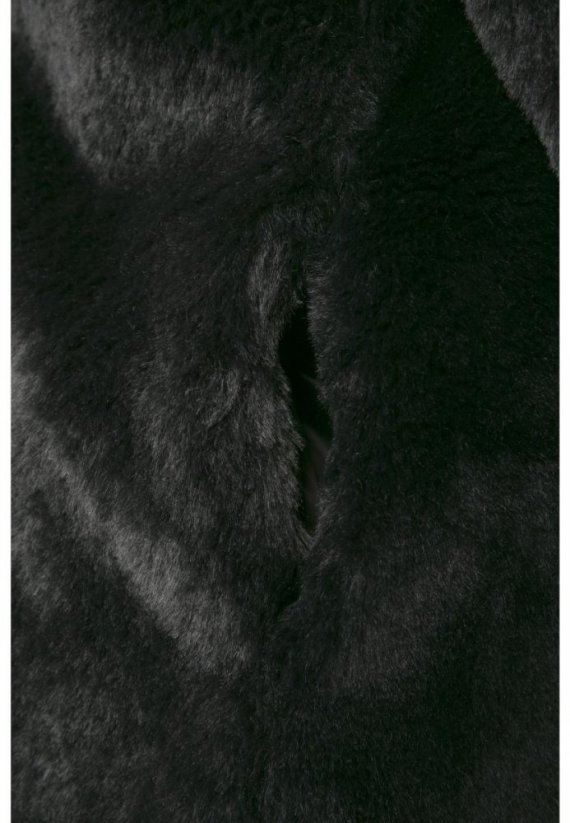 Dámský kabát Urban Classics Hooded Teddy - černý
