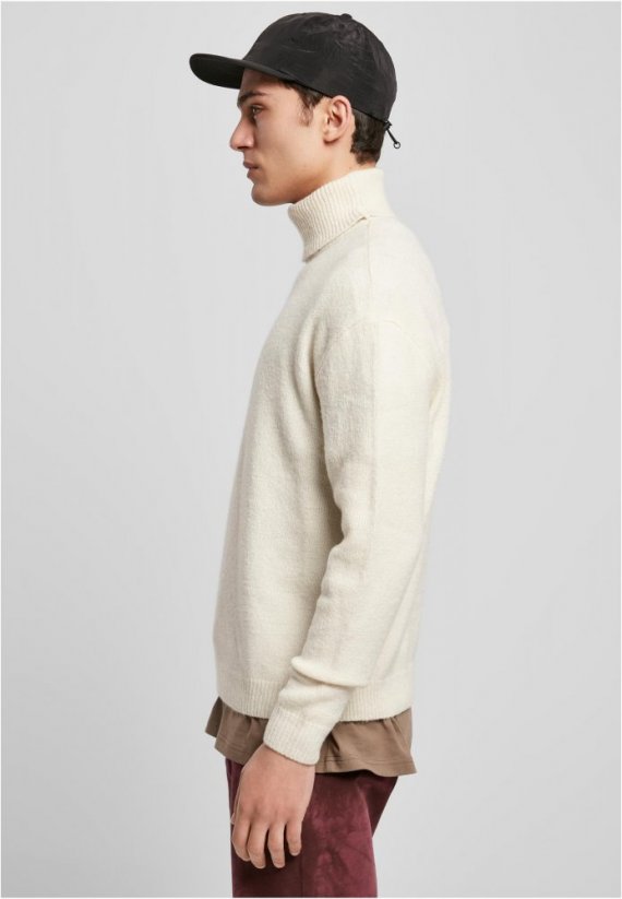 Pánský svetr Urban Classics Oversized Roll Neck Sweater - bílý
