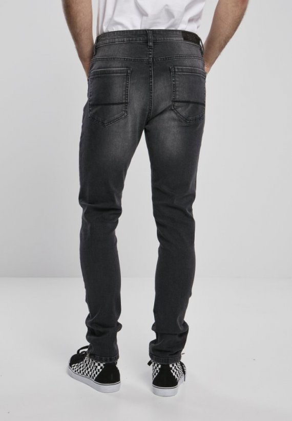Pánské džínsy Urban Classics Slim Fit Zip Jeans - čierne