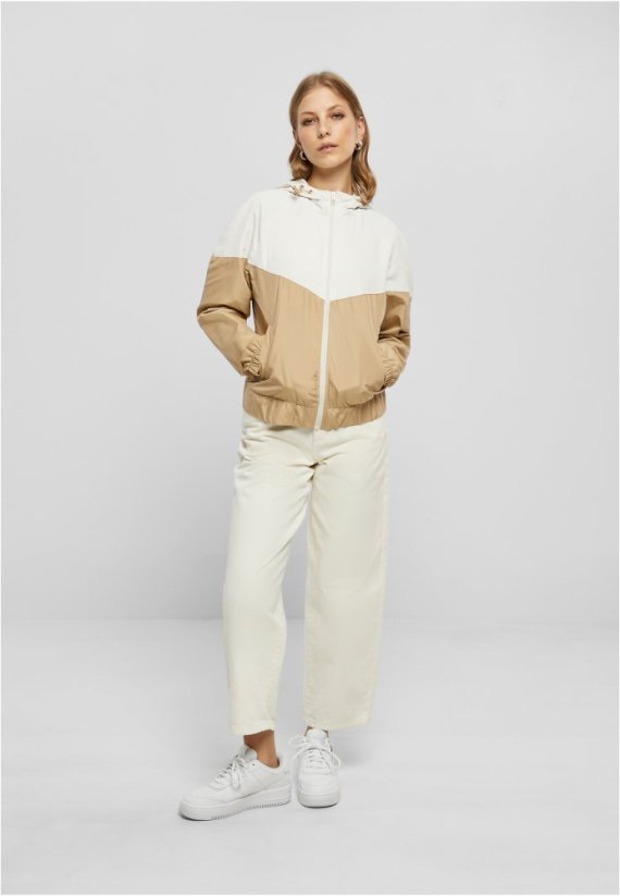 Dámská jarní/podzimní bunda Urban Classics Ladies Arrow Windbreaker - béžová,bílá