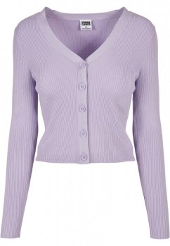 Ladies Short Rib Knit Cardigan - lilac