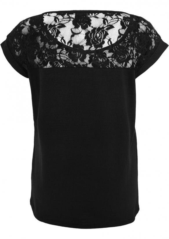 Tričko Urban Classics Ladies Top Laces Tee - black