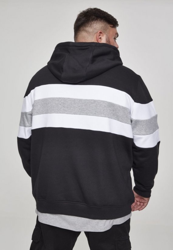 Bluza Urban Classics Chest Striped Hoody - black/white/grey
