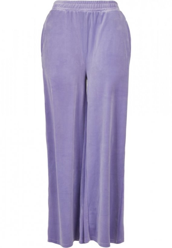 Damskie spodnie dresowe Urban Classics High Talia Straight Velvet - fiolet