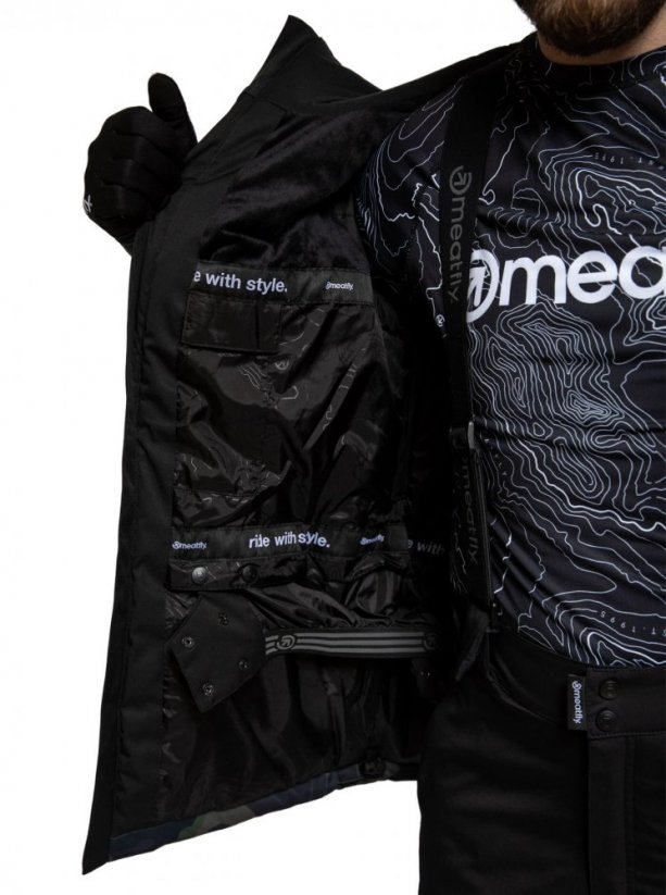 Čierno šedá pánska snowboardová bunda Meatfly Hoax Premium