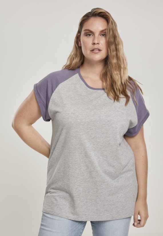 Tričko Urban Classics Ladies Contrast Raglan Tee - grey/dustypurple