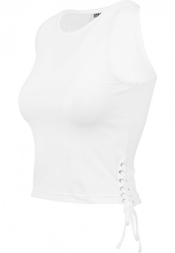 Tielko Urban Classics Ladies Lace Up Cropped Top - white