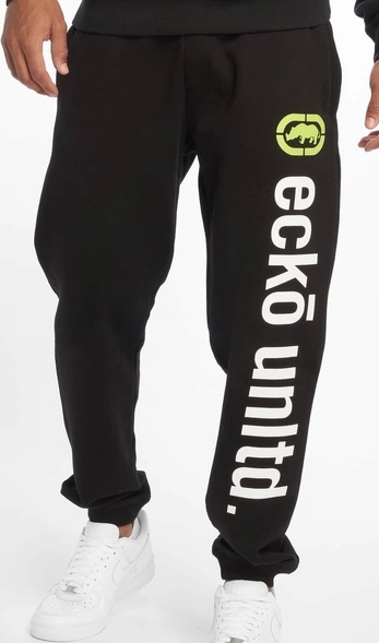 Čierne pánske tepláky Ecko Unltd. 2Face so zeleným logom