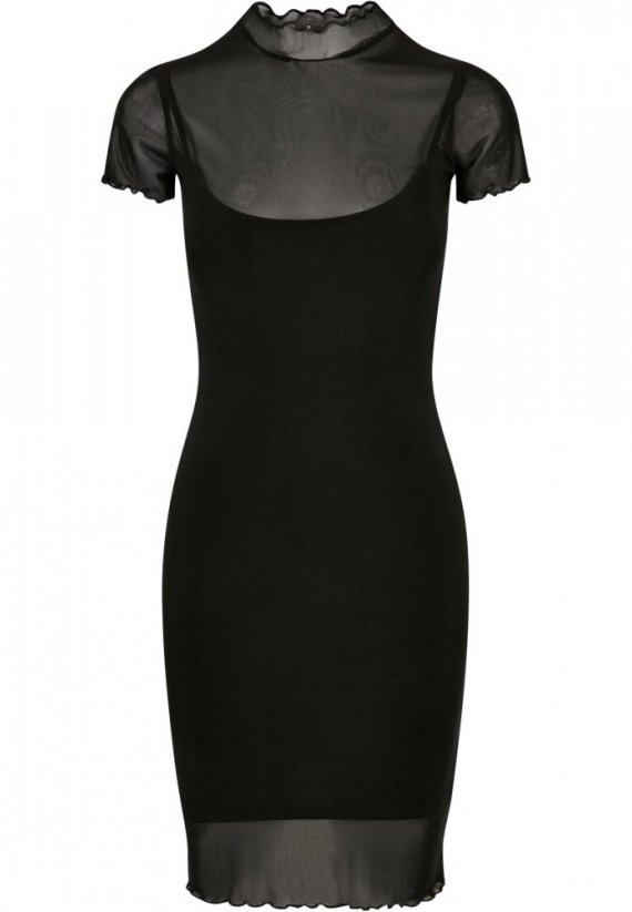 Dámské šaty Urban Classics Ladies Mesh Double Layer Dress - black