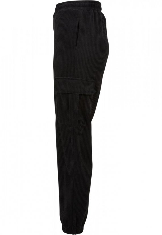 Damskie spodnie dresowe Urban Classics High talii Velvet Rib Cargo - czarne