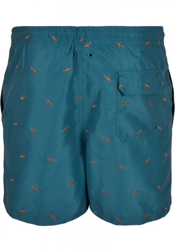Šortky Embroidery Swim Shorts - shark/teal/toffee