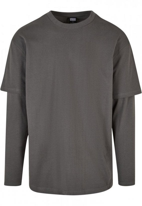 Pánske tričko Urban Classics Oversized Shaped Double Layer LS - šedé