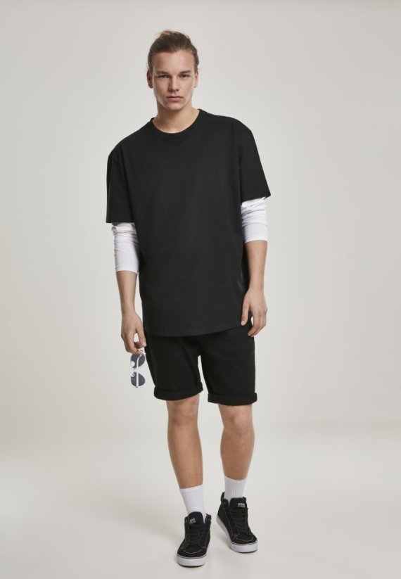 Pánské tričko Urban Classics Oversized Shaped Double Layer LS - černé, bílé