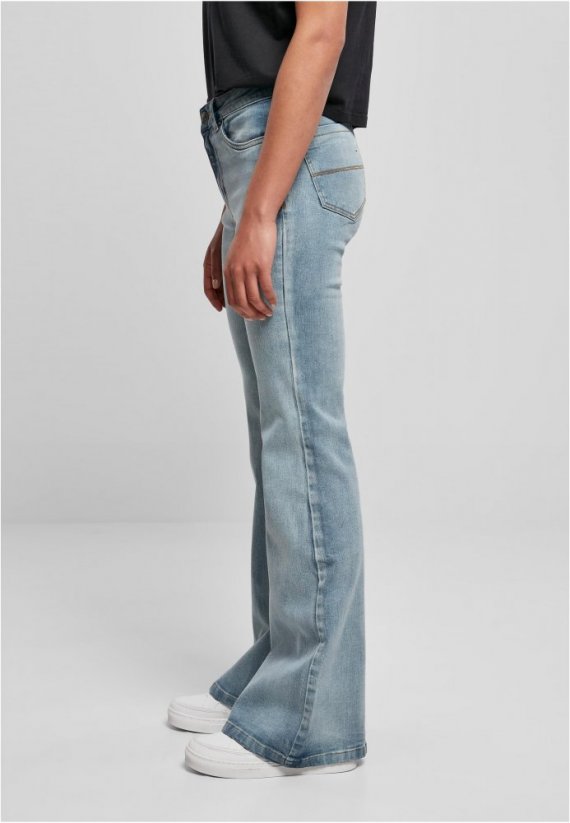 Dámské jeansy Urban Classics Ladies High Waist Flared Denim Pants - tinted light blue washed