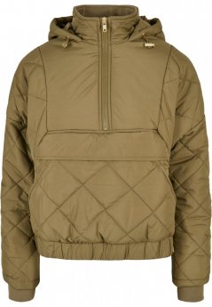 Ladies Oversized Diamond Quilted Pull Over Jacket - tiniolive