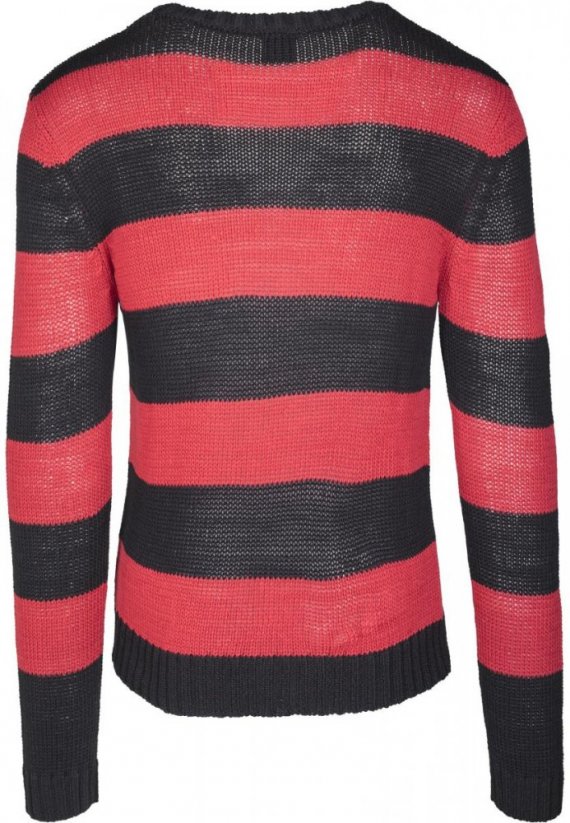 Striped Sweater - blk/firered
