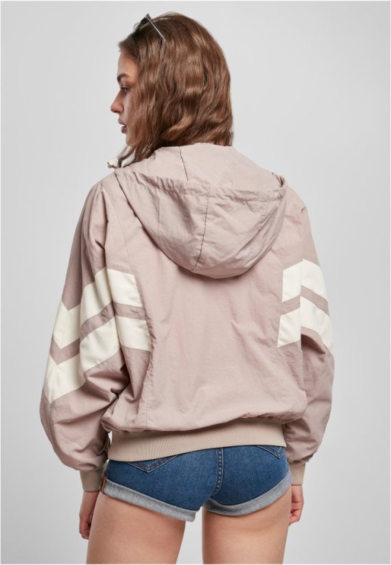 Ladies Crinkle Batwing Jacket - duskrose/whitesand
