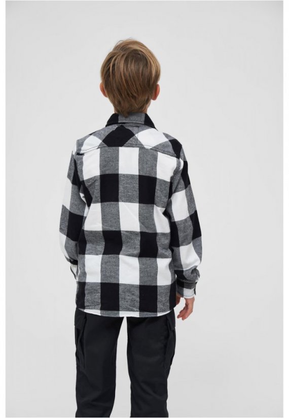 Košeľa detská Brandit Checkshirt Kids - white/black - Veľkosť: 134/140
