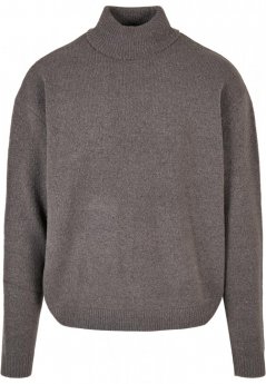 Pánsky sveter Urban Classics Oversized Roll Neck Sweater - šedý